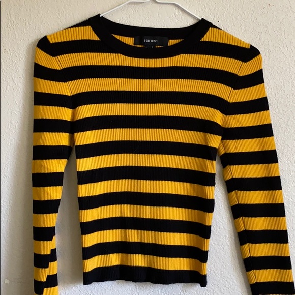 yellow and black striped top womens